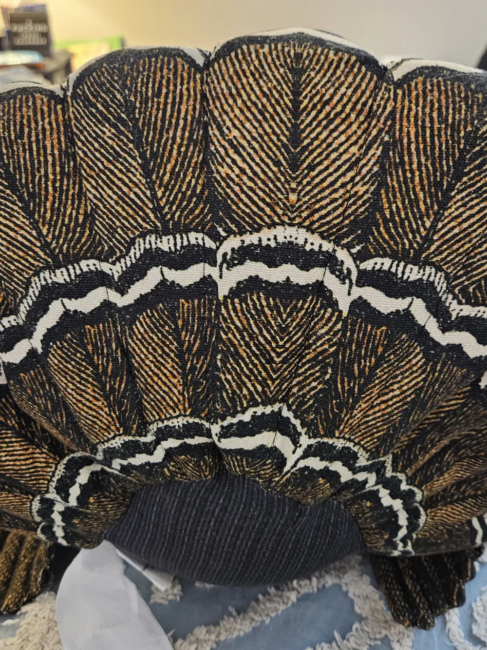 John Derian Turkey Pillow Beaded Decorative Bird Pillow - Green, Brown, Gold - Picture 5 of 5